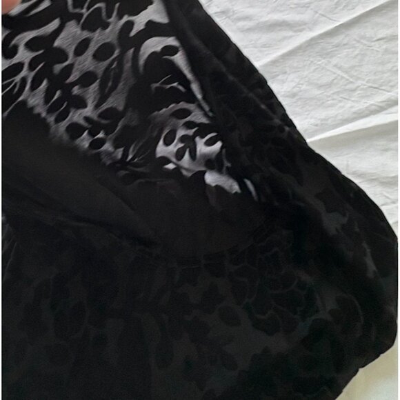 Apostrophe Womens Black Floral Sheer Top Plus Size 24-26W Velvet Detail - Picture 6 of 10